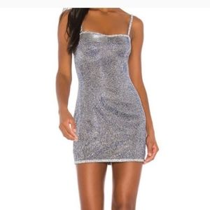 NWT Superdown x Daraya Michele Arnell Rhinestone Mini Dress Blue sz S